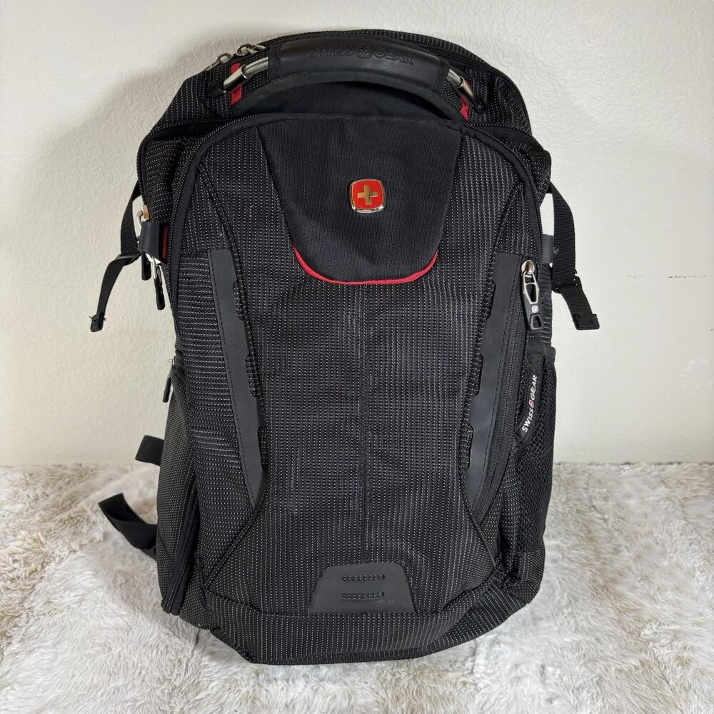 SwissGear Wenger Backpack Laptop Travel Bag Insulated Cooler Pocket Black Red